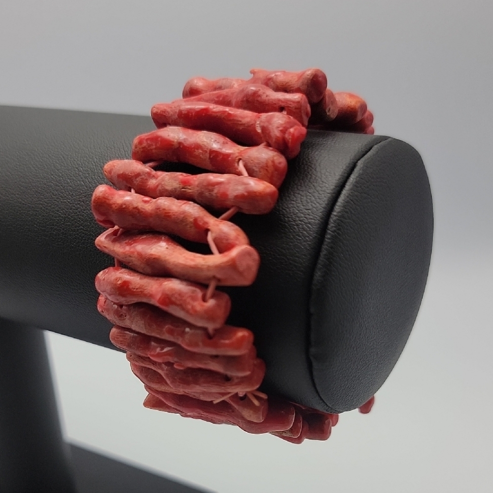 Rustic Red Coral Men's Bracelet